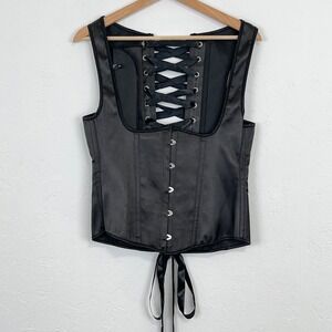 Corset Story Satin Underbust UK 14 Goth Cybergoth Steampunk Lace Up Steel Bones